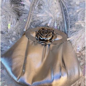 Formal Purse-Wedding Purse -Vintage Ande Purse-Silver Rose Bow-Lovely Detail